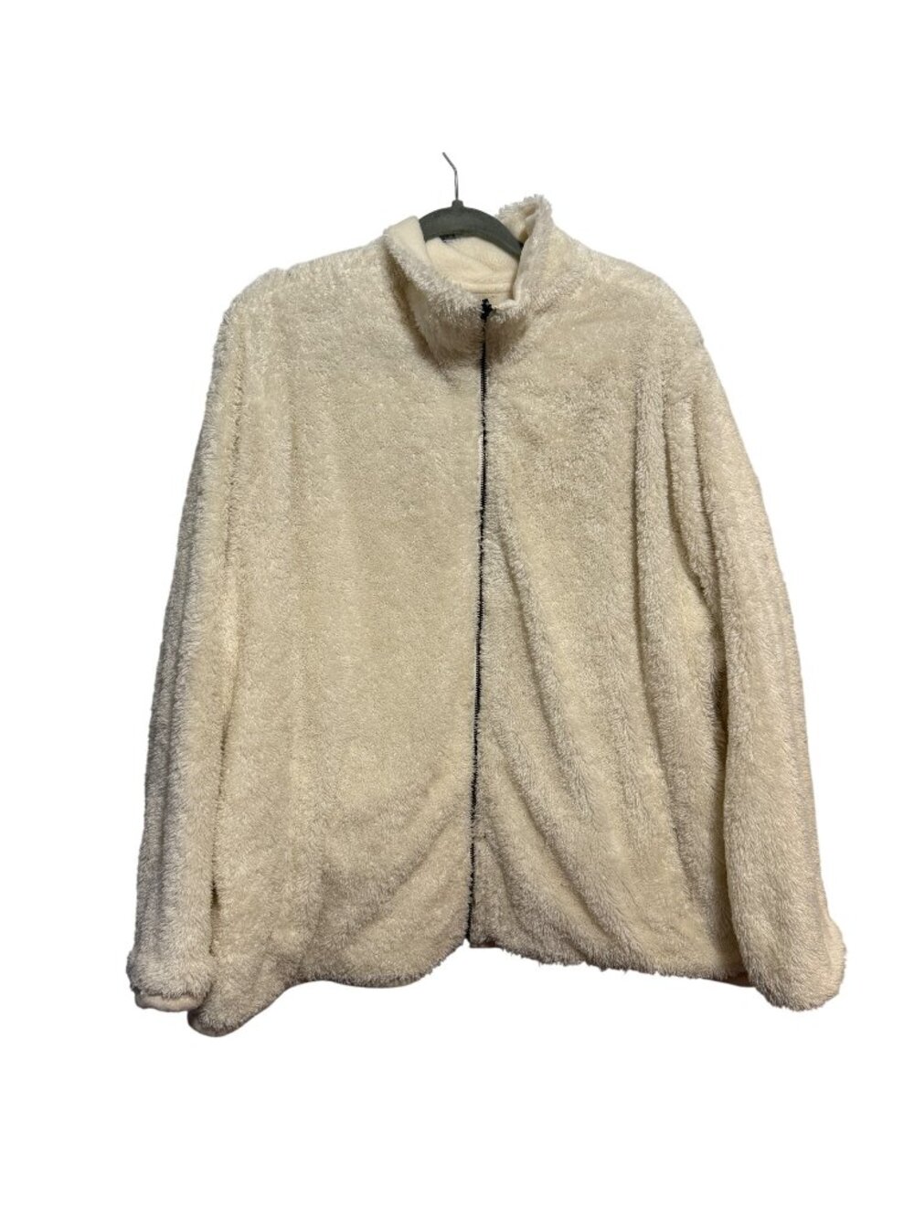 Sonoma Womens 3X Fleece Jacket Polyester Ivory Zipper Long Sleeve Cozy Soft